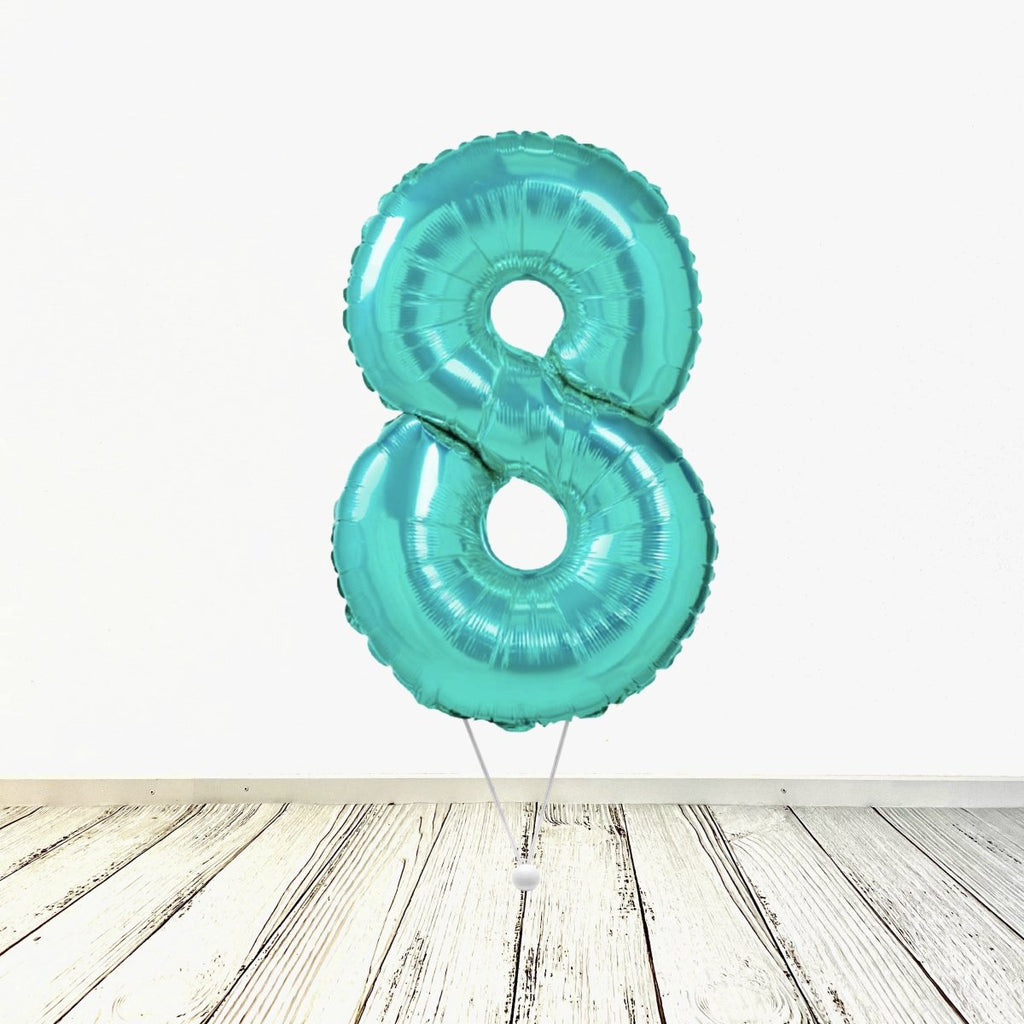 XL Tiffany Zahlen 8 Ballon (mit Helium gefüllt) - Zahlen Ballon Tiffany Helium