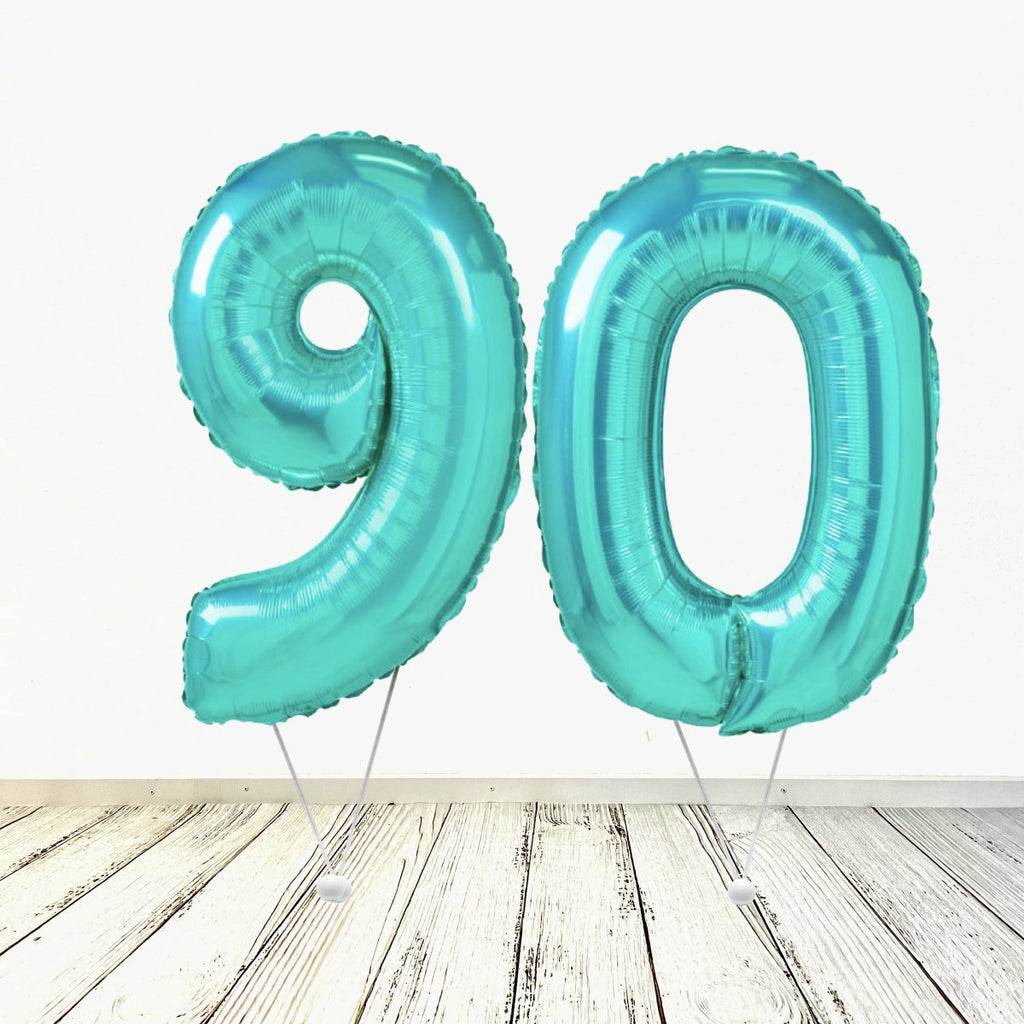 XL Tiffany Zahlen 90 Ballon (mit Helium gefüllt) - Zahlen Ballon Tiffany Helium