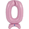 Ballon numéro XL rose pastel 0 à monter (sans hélium) 