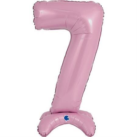 XL Zahlen Ballon Pastel Rosa 7 zum Aufstellen (ohne Helium) - Zahlen Ballon Standup Rosa