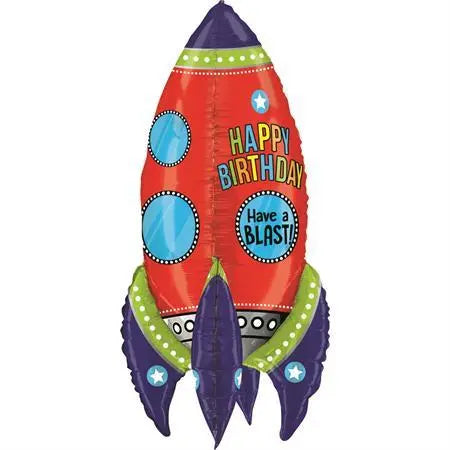 XXL Raketen Happy Birthday Ballon (mit Helium gefüllt)