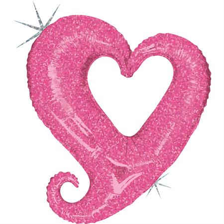 XXL Riesenherz Pink Ballon (mit Helium gefüllt) - Supershape helium