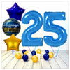 Numéro Ballon Anniversaire Bleu 25 Bouquet (Rempli d'Hélium) 