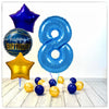 Numéro Ballon Anniversaire Bleu 8 Bouquet (Rempli d'Hélium) 