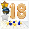 Numéro ballon anniversaire or 18 bouquet (rempli d'hélium) 