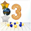 Numéros ballon anniversaire or 3 bouquet (rempli d'hélium) 