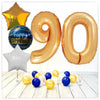 Zahlen Ballon Birthday gold 90 Bouquet (mit Helium gefüllt)