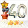 Numéro ballon anniversaire holographique argent 40 bouquet (rempli d'hélium) 