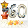Nombre Ballon Anniversaire holographique argent 60 bouquet (rempli d'hélium) 