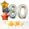 Nombre Ballon Anniversaire holographique argent 80 bouquet (rempli d'hélium) 
