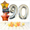 Zahlen Ballon Birthday holographisch silber 90 Bouquet (mit Helium gefüllt)