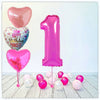 Ballon numéro Anniversaire Princesse rose 1 bouquet (rempli d'hélium) 