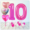 Numéro Ballon Anniversaire Princesse rose 10 Bouquet (rempli d'hélium) 