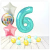 Numéro ballon anniversaire Tiffany 6 bouquet (rempli d'hélium) 