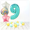 Numéro ballon anniversaire Tiffany 9 bouquet (rempli d'hélium) 