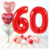 Nombre Ballon Anniversaire avec Amour Bouquet Rouge 60 (Rempli d'Hélium) 