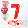 Nombre Ballon Anniversaire avec Amour Rouge 7 Bouquet (Rempli d'Hélium) 