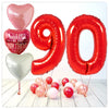 Nombre Ballon Anniversaire avec Amour Bouquet Rouge 90 (Rempli d'Hélium) 