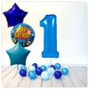 Numéro Ballon Joyeux Anniversaire Bleu 1 Bouquet (rempli d'hélium) 
