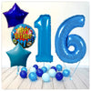 Numéro Ballon Joyeux Anniversaire Bleu 16 Bouquet (Rempli d'Hélium) 