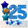 Numéro Ballon Joyeux Anniversaire Bleu 25 Bouquet (Rempli d'Hélium) 