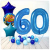 Numéro Ballon Joyeux Anniversaire Bleu 60 Bouquet (Rempli d'Hélium) 