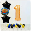 Ballon chiffre Happy Birthday or 1 bouquet (rempli d'hélium) 