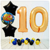 Nombres Ballon Joyeux Anniversaire or 10 bouquet (rempli d'hélium) 