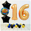Nombres Ballon Joyeux Anniversaire or 16 bouquet (rempli d'hélium) 