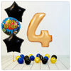 Nombres Ballon Joyeux Anniversaire or 4 bouquet (rempli d'hélium) 