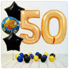 Nombre Ballon Joyeux Anniversaire or 50 bouquet (rempli d'hélium) 