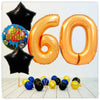 Nombre Ballon Joyeux Anniversaire or 60 bouquet (rempli d'hélium) 