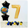 Nombres Ballon Joyeux Anniversaire or 7 bouquet (rempli d'hélium) 