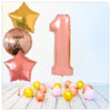 Ballon Chiffre Joyeux Anniversaire Or Rose 1 Bouquet (Rempli d'Hélium) 