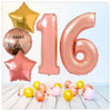 Numéro Ballon Joyeux Anniversaire Or Rose 16 Bouquet (Rempli d'Hélium) 