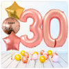 Number Balloon Happy Birthday Rose Gold 30 Bouquet (Filled With Helium) 