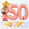 Numéro Ballon Joyeux Anniversaire Or Rose 50 Bouquet (Rempli d'Hélium) 