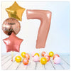 Numéro Ballon Joyeux Anniversaire Or Rose 7 Bouquet (Rempli d'Hélium) 