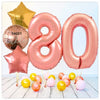 Numéro Ballon Joyeux Anniversaire Or Rose 80 Bouquet (Rempli d'Hélium) 