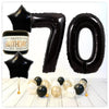 Numéro Ballon Joyeux Anniversaire Noir 70 Bouquet (Rempli d'Hélium) 