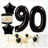 Zahlen Ballon Happy Birthday Schwarz 90 Bouquet (mit Helium gefüllt)