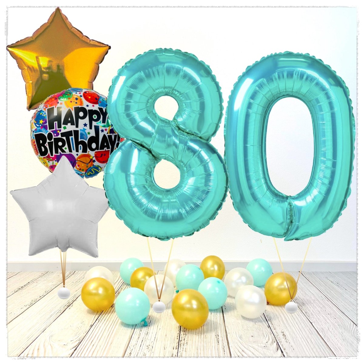 Nombre de ballons anniversaire Tiffany 80 Bundle (rempli d'hélium) –
