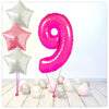 Bouquet de ballons chiffres rose 9 (rempli d'hélium) 