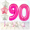 Zahlen Ballon pink 90 Bouquet (mit Helium gefüllt)