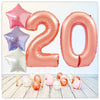 Bouquet de ballons numérotés en or rose 20 (rempli d'hélium) 