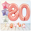 Bouquet de ballons numérotés en or rose 80 (rempli d'hélium) 