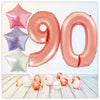 Zahlen Ballon Rosegold 90 Bouquet (mit Helium gefüllt)