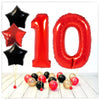 Numéros Ballon Rouge Étoiles 10 Bouquet (Rempli d'Hélium) 