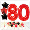 Zahlen Ballon rot Sterne 80 Bouquet (mit Helium gefüllt)