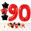 Zahlen Ballon rot Sterne 90 Bouquet (mit Helium gefüllt)